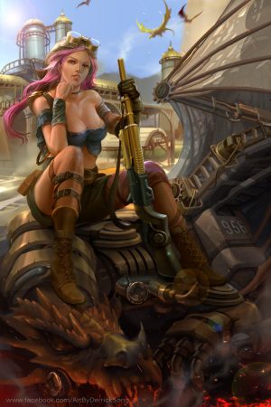 Sci-Fi / Steampunk | Steampunk female warrior by Derrick Song