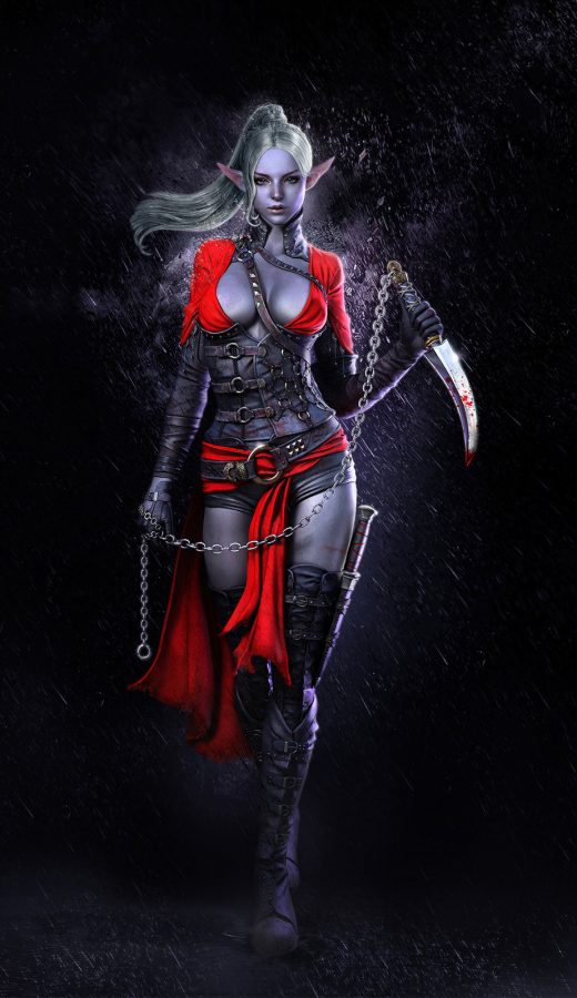 Dark Elf Assassin 3D character artwork by Mj Kim