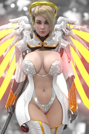 Aphrodite cosplaying Mercy (Overwatch) by Rude Frog.