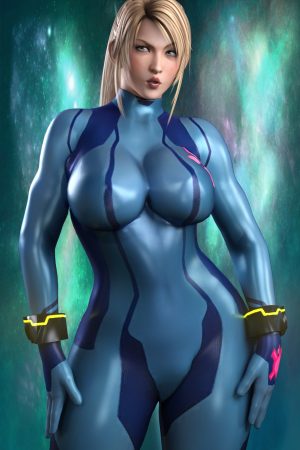 Sarah Bryant (DOA) cosplaying Samus Aran (Metroid) by Duo Gale.