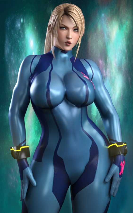 Sarah Bryant (DOA) cosplaying Samus Aran (Metroid) by Duo Gale.